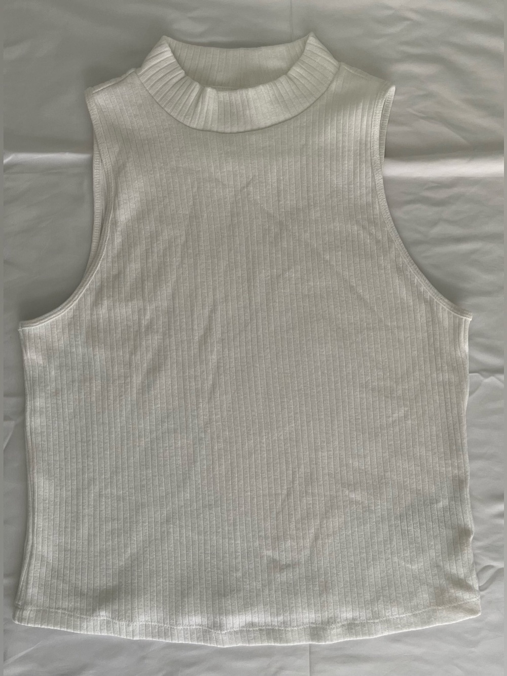 Old Navy White Ribbed Mock Neck Tank